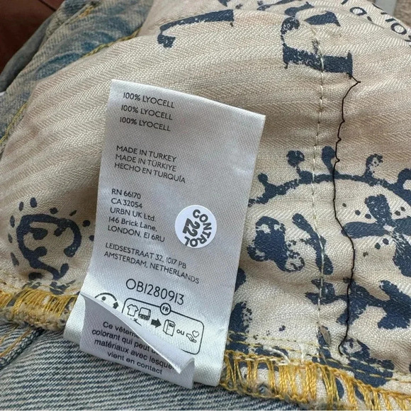 NWT Free People Old West Slouchy Jeans Wide Leg Denim We The Free Blue Tan 28 - Picture 15 of 17